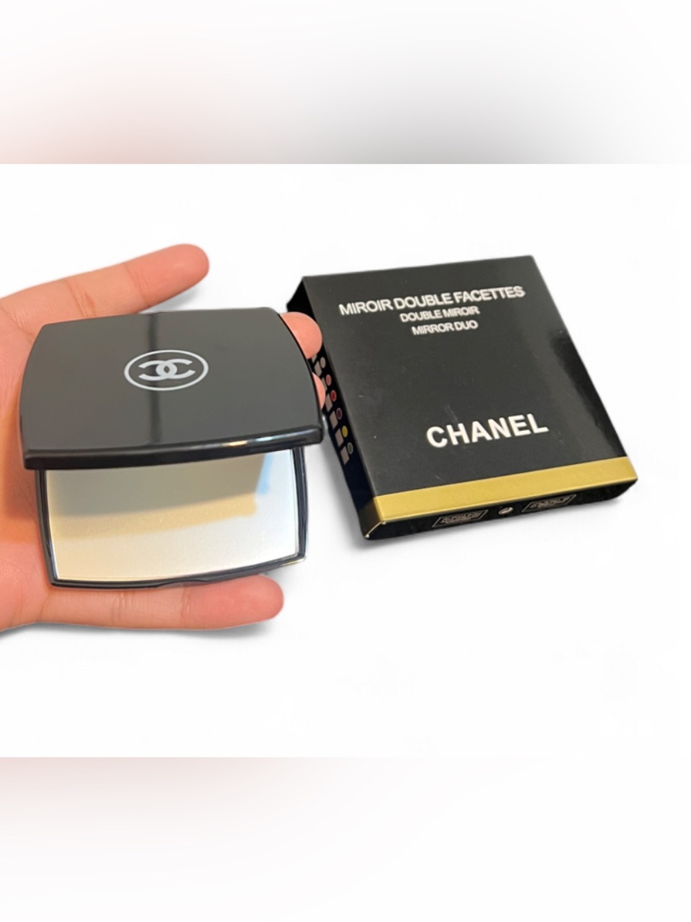 CHANEL Black & Gold Double Mirror Compact